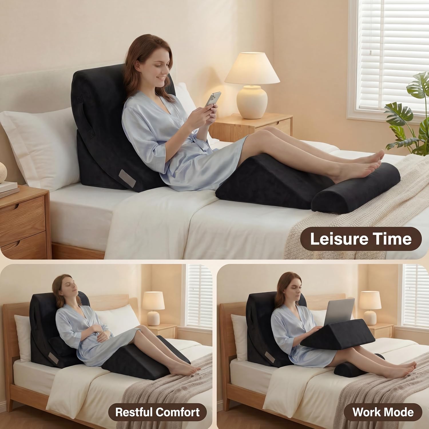 Axelrod 4PCS Orthopedic Bed Wedge Pillow Set, Post Surgery Foam for Back, Neck and Leg Comfortable & Adjustable Pillows- Anti Snoring, Hear…