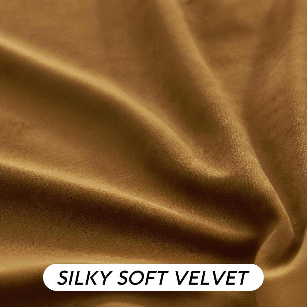 Rybhome RYB HOME Brownish Gold Velvet Curtains 96 inch, Retro Vintage Room Darkening Window Curtains for Living Room Thermal Insulated Shad…