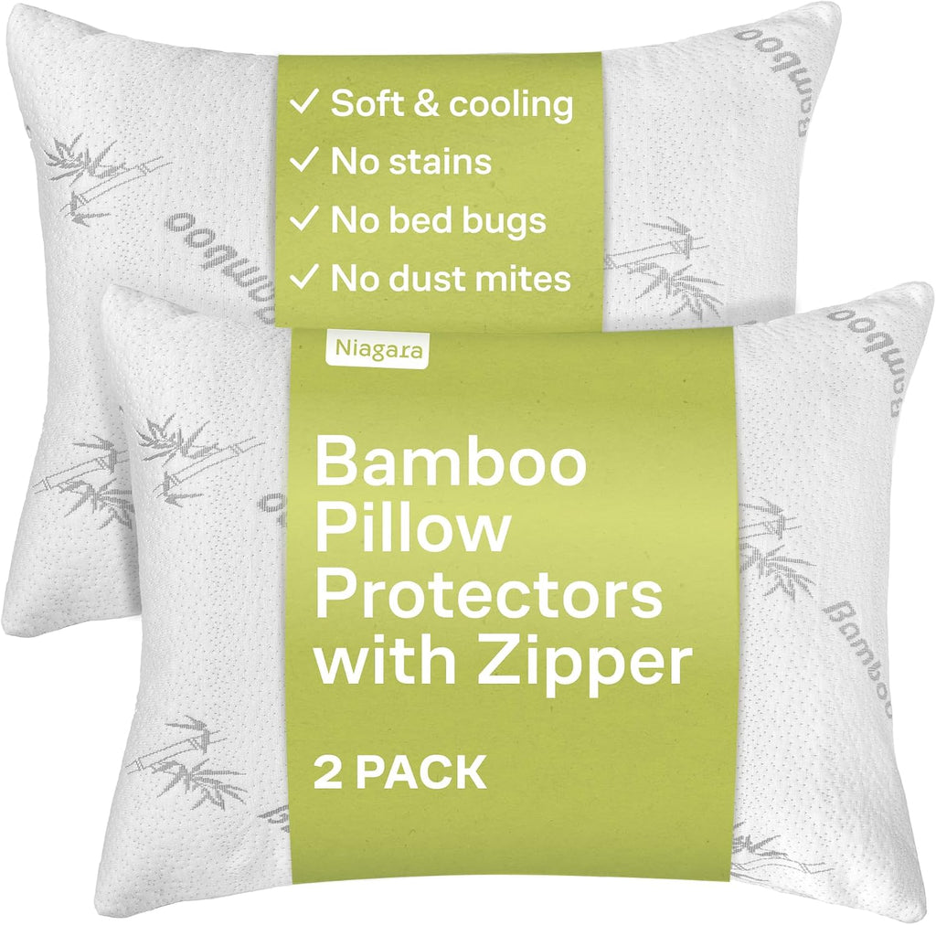 Niagara Sleep Solution Cloud-Like Pillow Protectors with Zipper Queen Size - Breathable Cooling Pillow Covers for Hot Sleepers - 100%…