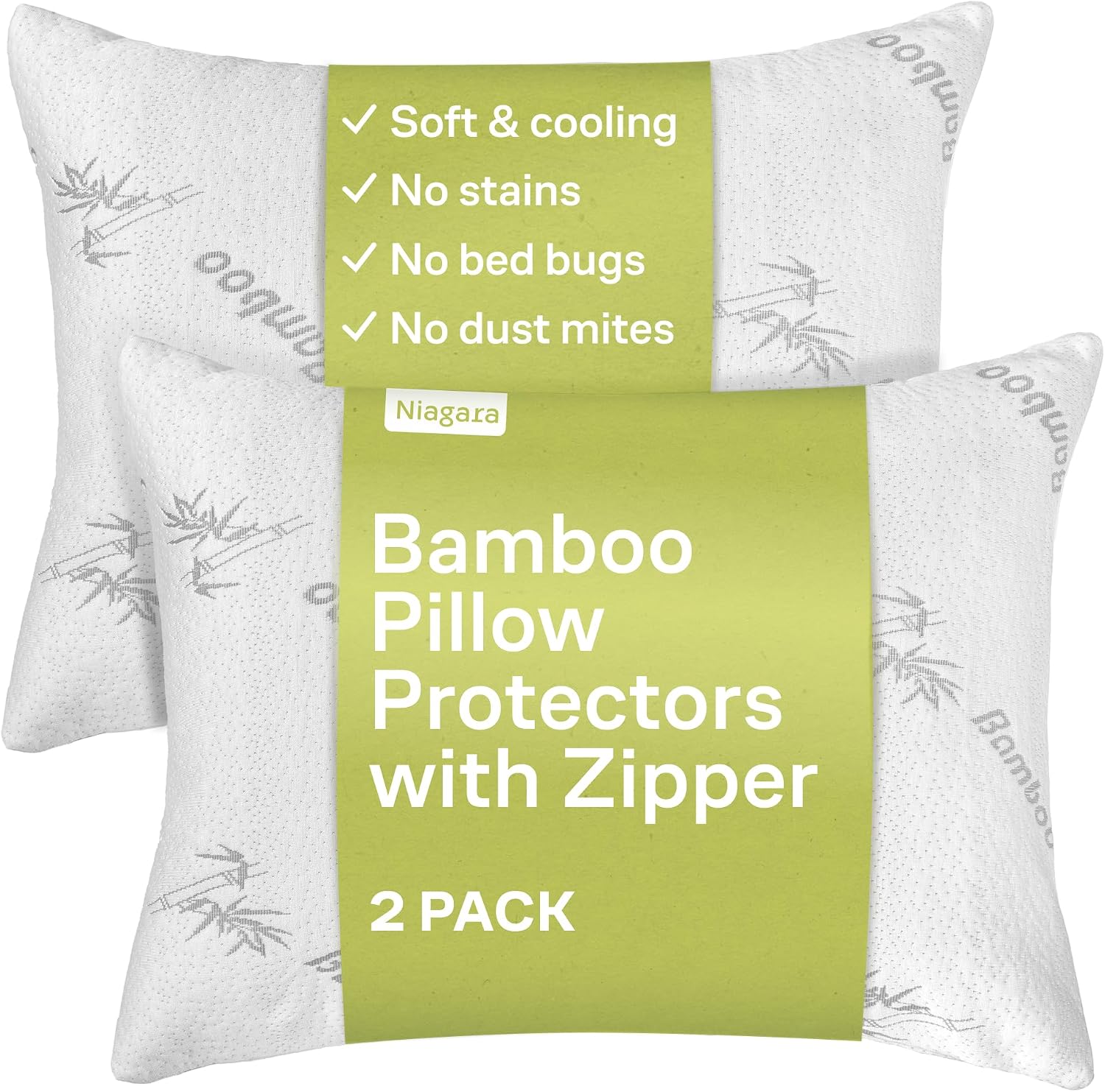 Niagara Sleep Solution Cloud-Like Pillow Protectors with Zipper Queen Size - Breathable Cooling Pillow Covers for Hot Sleepers - 100%…
