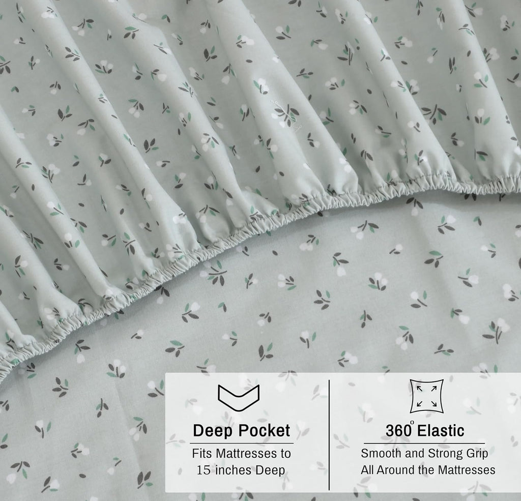 Ruvanti 100% Cotton Organic Percale Sheets Twin XL Size – Crisp Cooling Bed Sheets for Hot Sleepers, Deep Pocket 15”, Soft Peach Finish, Br…