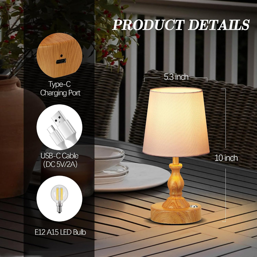 PARTPHONER Mini Cordless LED Table Lamp, 5200mAh Rechargeable Battery Operated Lamp, 3-Level Brightness, Touch Dimmable Desk Lamp…