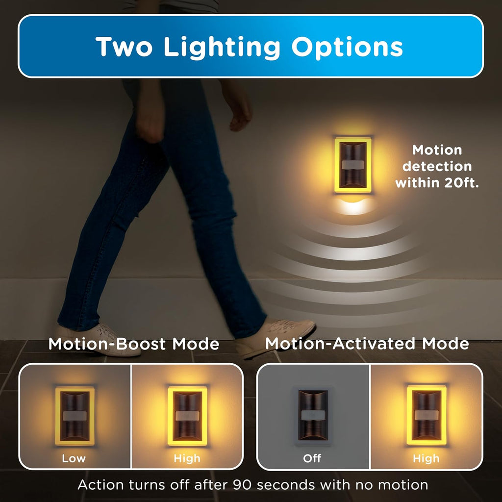 Enbrighten SleepLite LED Night Light Motion Sensor Nightlight Dusk to Dawn Amber Lights Ambient Lighting Room Decor for Bedroom Baby…