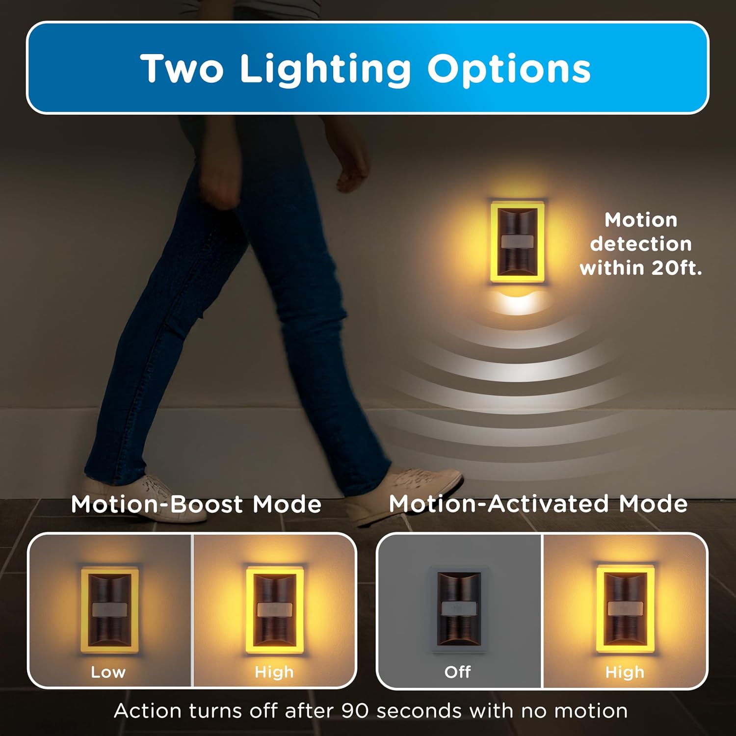 Enbrighten SleepLite LED Night Light Motion Sensor Nightlight Dusk to Dawn Amber Lights Ambient Lighting Room Decor for Bedroom Baby…
