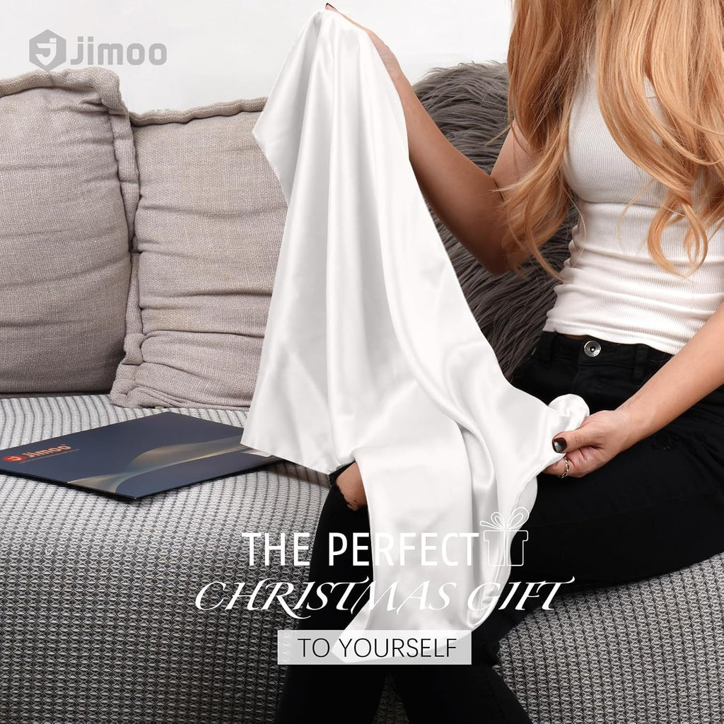 Jjimoo 100% Mulberry Silk Pillowcase for Hair and Skin, 22 Momme Pure Natural Silk Pillow Case Both Sided with Zipper, Pillow Cover for Wom…
