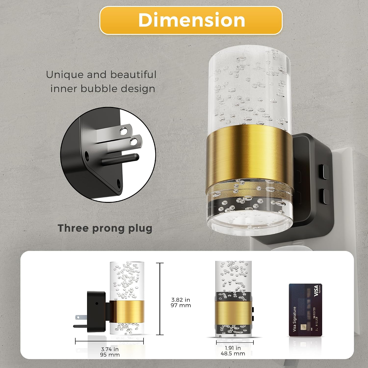 L LOHAS LED Night Light, Dimmable Night Lights Plug into Wall with Remote Control, RGB Color Changing, Dusk to Dawn Sensor, Acrylic Bubble…