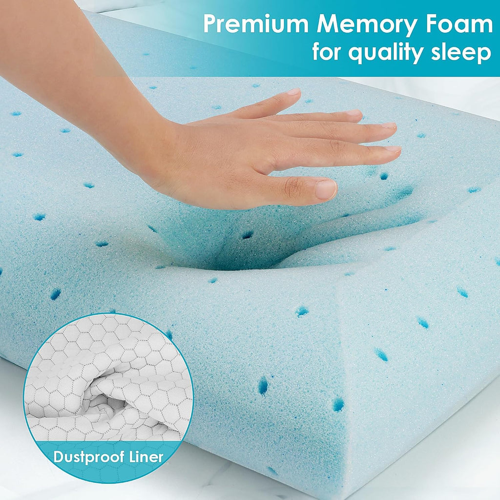 CushyOasis Memory Foam Pillows for Side, Back and Stomach Sleepers, Set of 2, Bed Pillow with Washable Cover and Breathable Mesh, Bed Pillo…