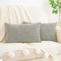 Hwy50 HWY 50 Gray Lumbar Pillow Covers 12x20 Inch Pack of 2, Soft Chenille Decorative Throw Pillow Covers Farmhouse for Couch Sofa Living R…