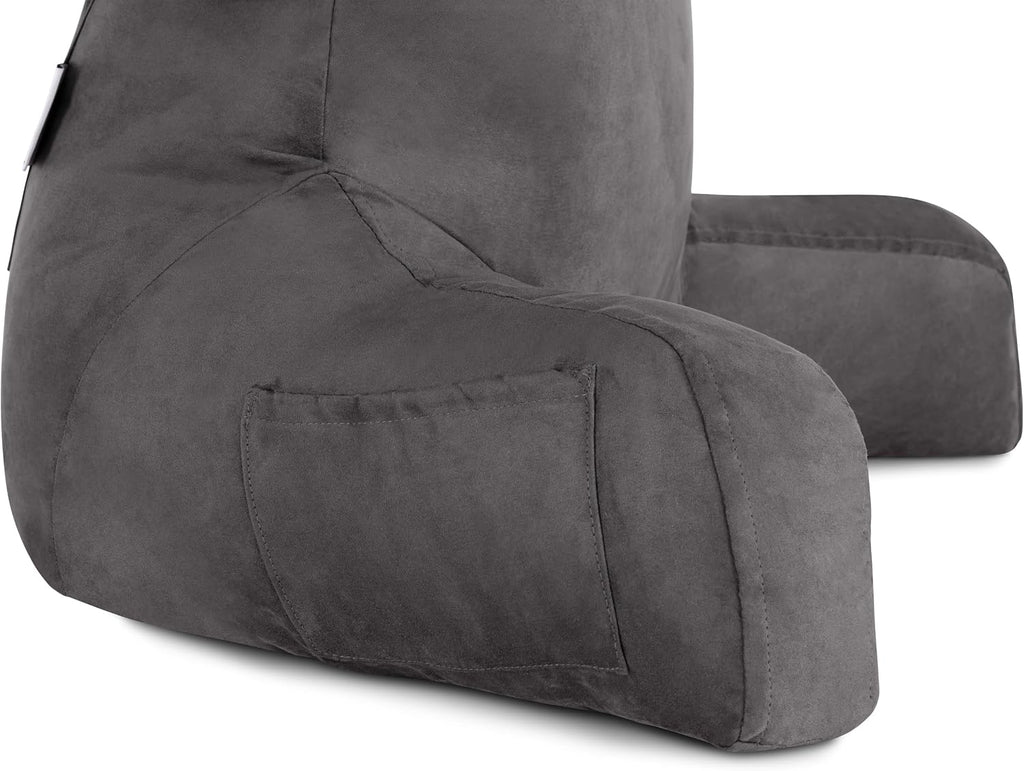 Husband Pillow Aspen Iron Grey, Reading Pillow Bed Rest Chair, Two-Sided Reversible Fabric, Large Lounge Cushion Adult Backrest with…