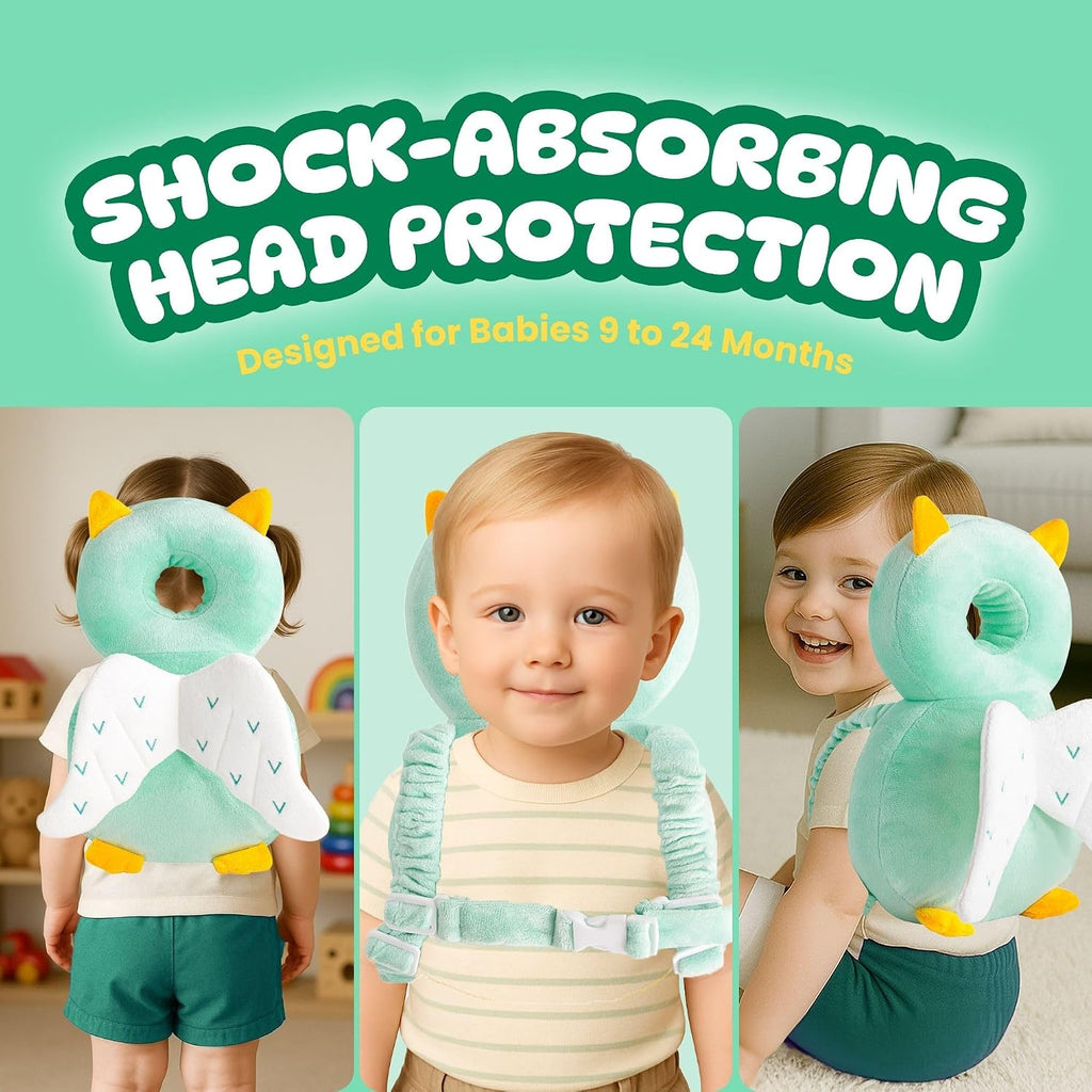 Baby Head Protector Backpack (9 to 24 Months) - Cute Head Guard Pillow with Knee Pads and Socks, Crawling and Walking Safety Set, Toddler…