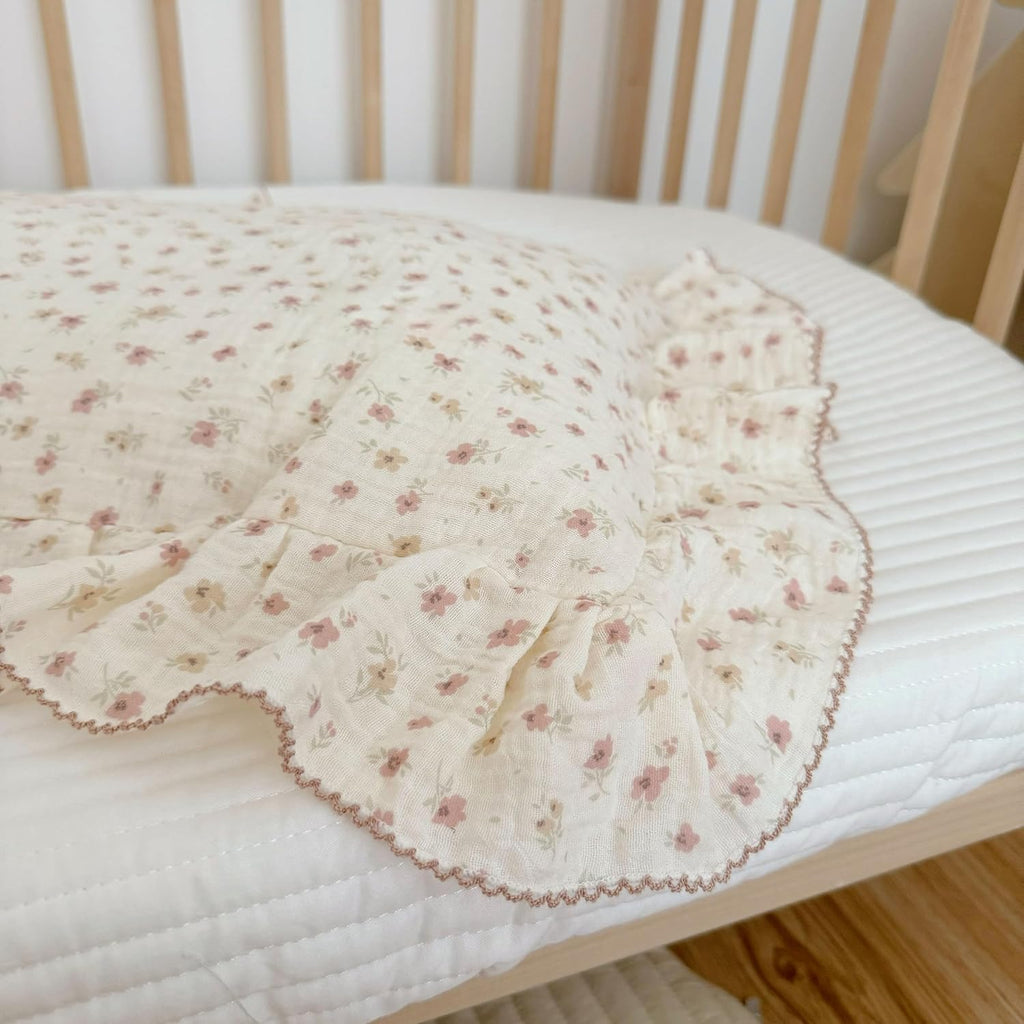 BuLuTu Soft Cotton Kids Pillowcases for Girls Boys, Pink Floral Toddler Pillowcases Standard Size, Cotton Muslin Pillow Protector for…