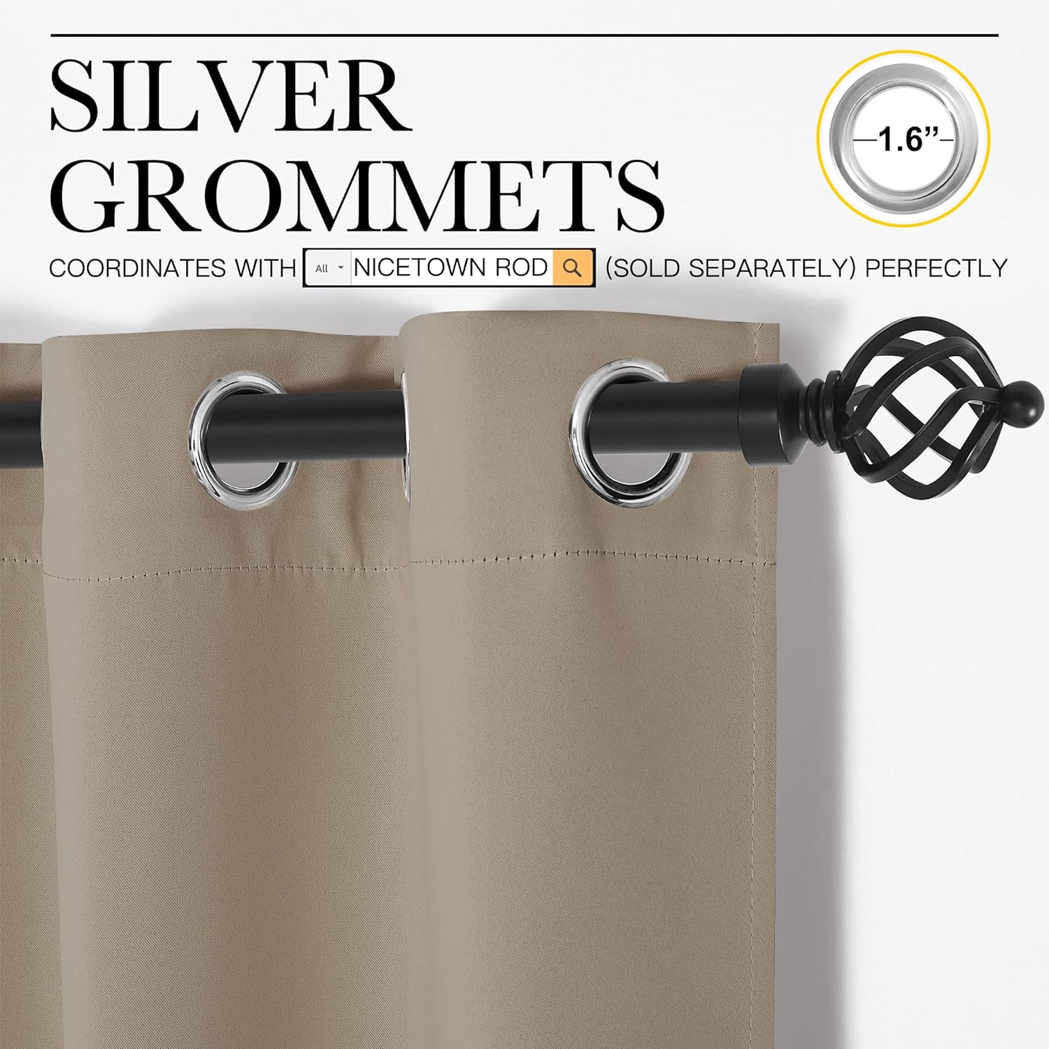 NICETOWN Patio Glass Door Blackout Curtains for Bedroom/Living Room, Privacy Panel Drapes for Dining and Guest Room (Taupe, 42 inches…
