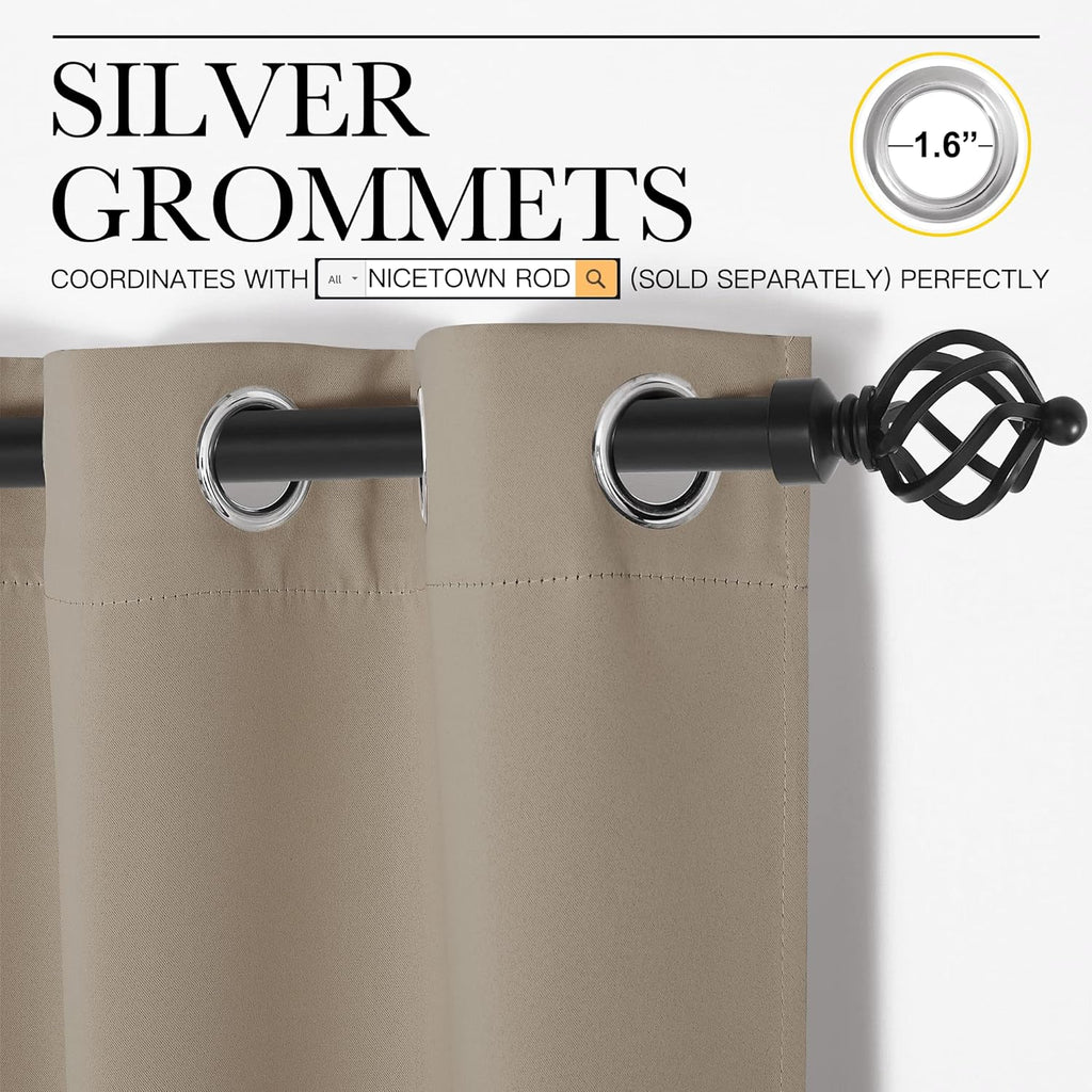 Nicetown Taupe Blackout Curtains 78" Long for Office, 55" Wide, 2 Pieces, Dining Room, Guest Room, Sound Reducing Heat and Cold Block Curta…