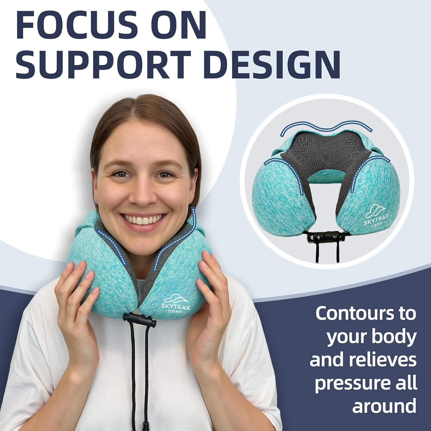 Travel Pillow with Extra Large Hood for Airplane Long Flights Privacy and Comfort Memory Foam with Skin-Friendly Cover for Road Trip…