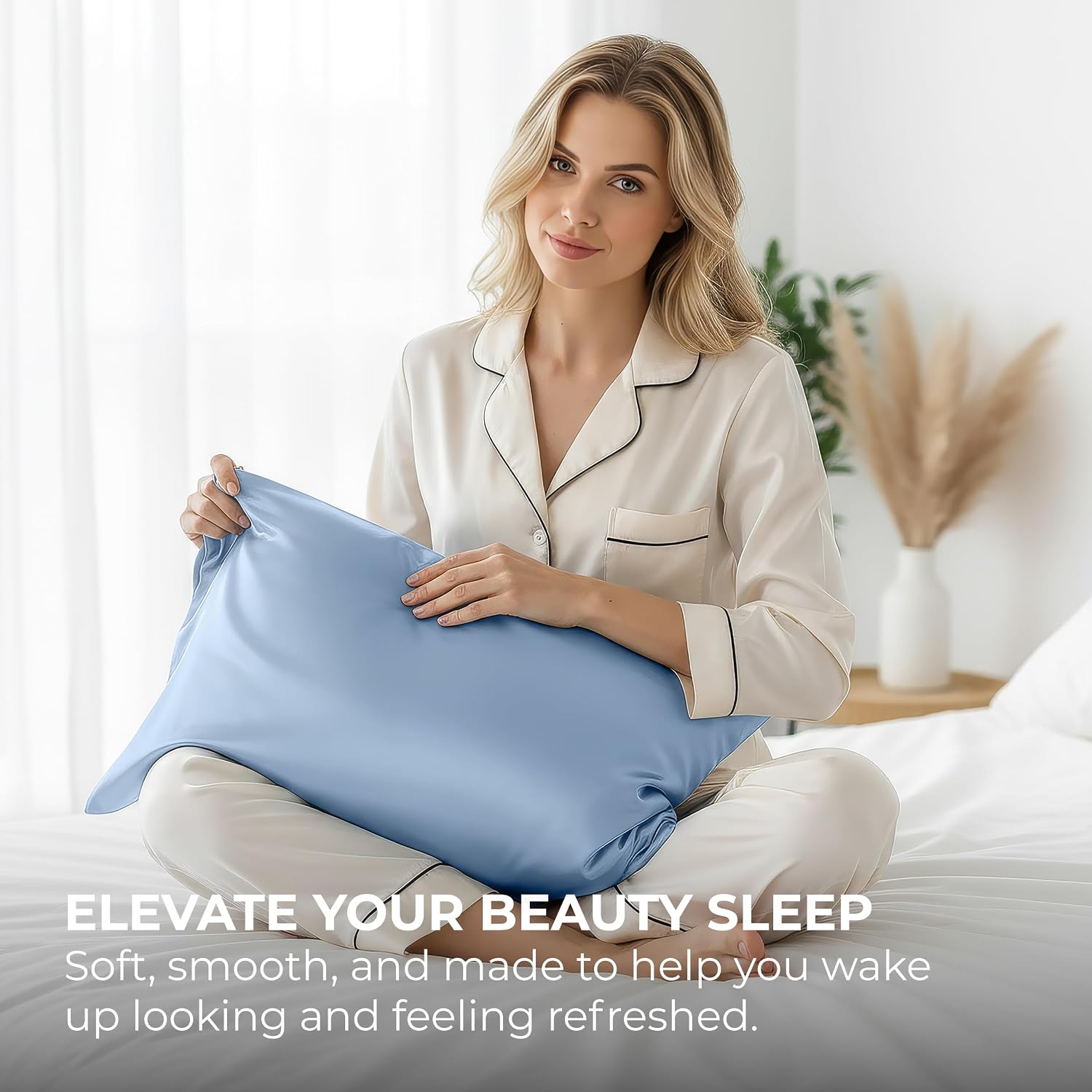 PureBedding Pure Bedding Satin Pillowcase 2 Pack - King Size (20"x40", Baby Blue) - Silky Pillow Cases for Hair and Skin - Satin Pillow Cov…
