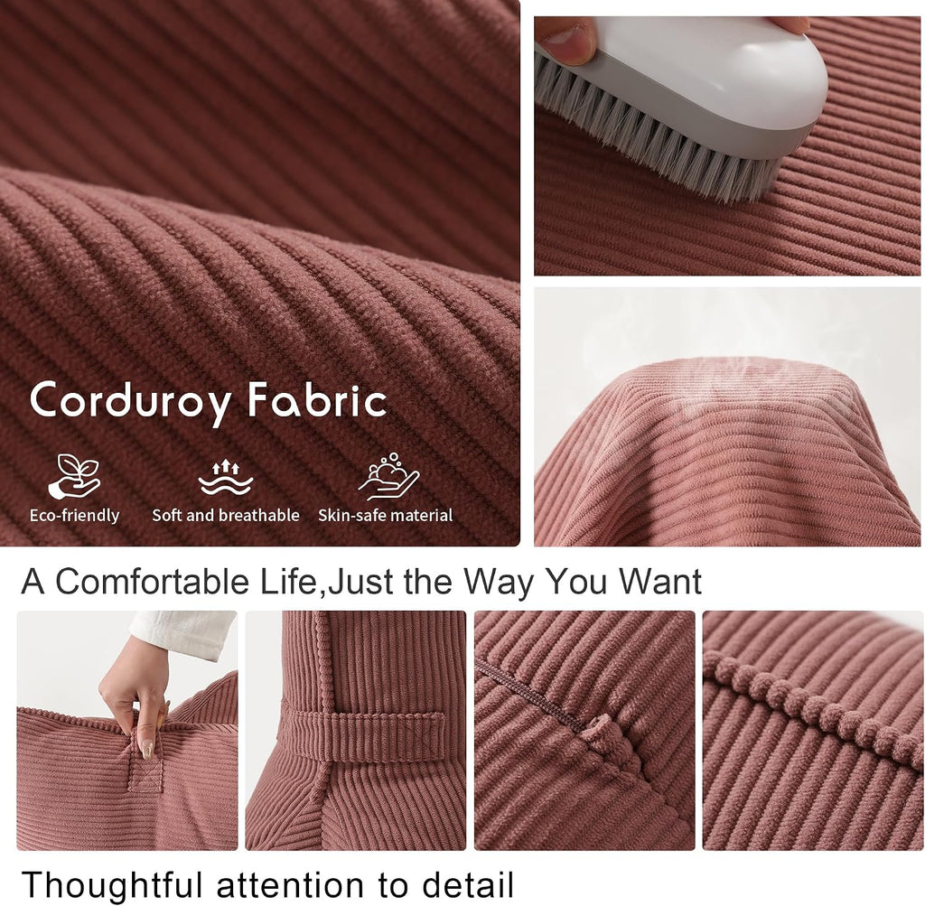 Pat. Pend. Corduroy Back Pillow for Sitting Up & Reading, Ergonomic Triangle Lumbar Support Cushion for Sofa, Armchair & Bed, Removable…