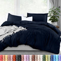 Utopia Bedding Duvet Cover Queen Size - 3 Piece with Zipper Closure - 1 Comforter Cover 90X90 Inches & 2 Pillow Shams 20X26 Inches (Navy)…