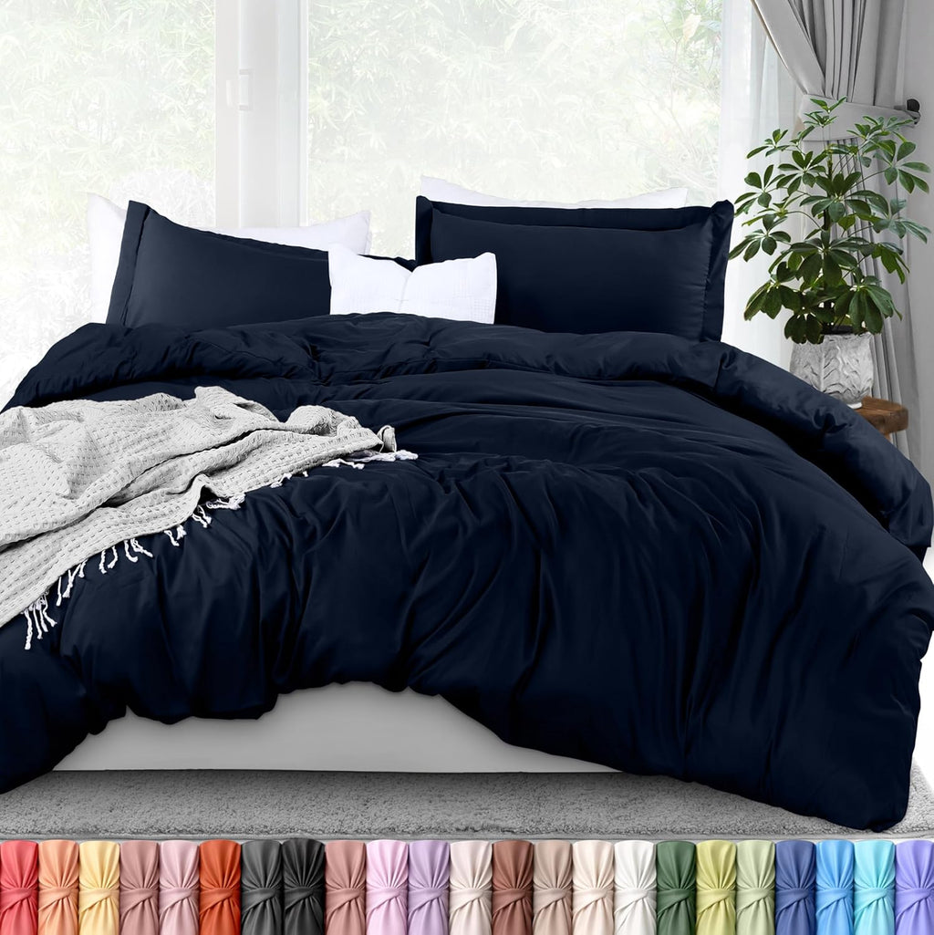 Utopia Bedding Duvet Cover Full Size - 3 Piece with Zipper Closure - 1 Comforter Cover 80X90 Inches & 2 Pillow Shams 20X26 Inches (Navy)…
