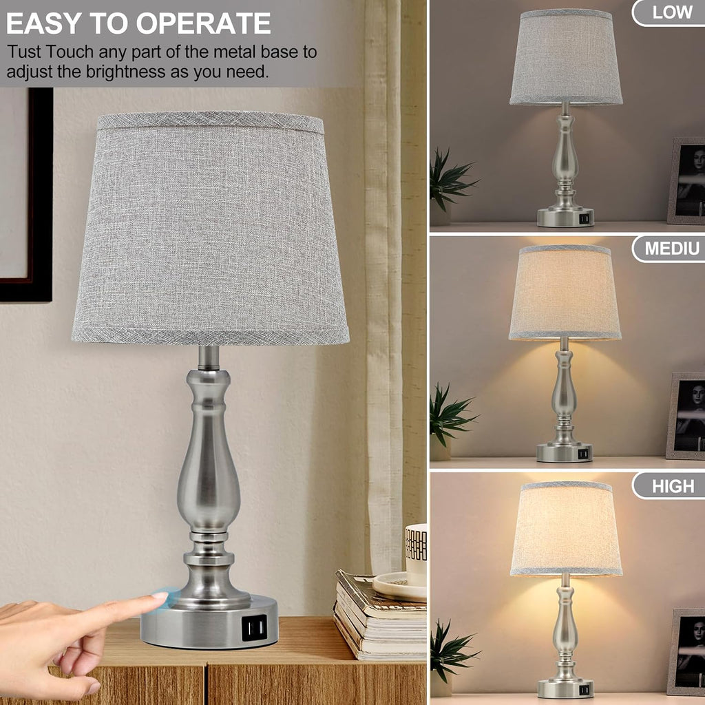 EJIAXIN Table Lamps for Bedroom Set of 2, Dimmable Touch Bedside Lamps with Dual USB A+C Ports - Nightstand Lamp for End Table Modern…