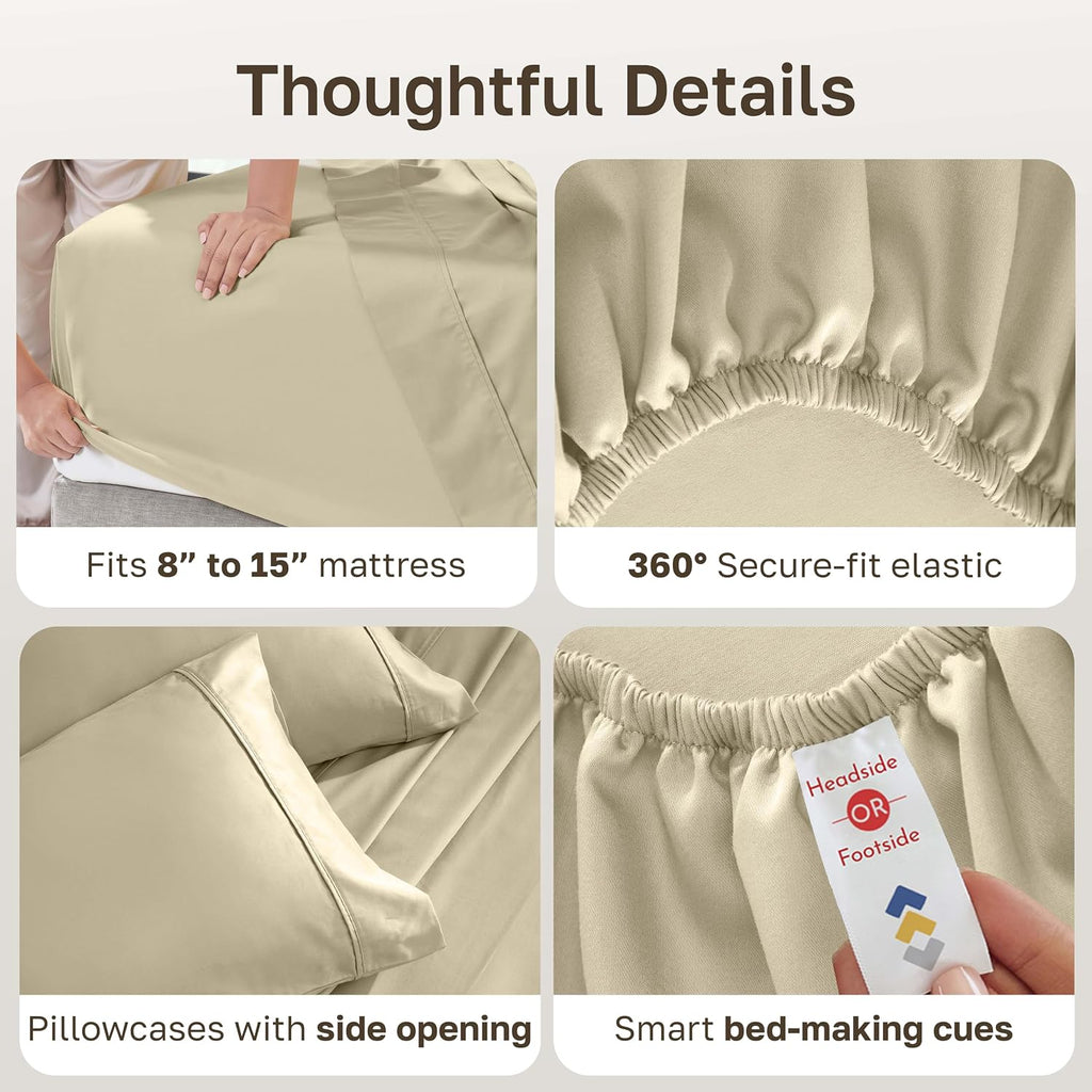 CaliforniaDesignDen California Design Den Soft 100% Cotton Bed Sheets Split King Size Set, 400 TC Good Housekeeping Award Winner, Silky Smo…