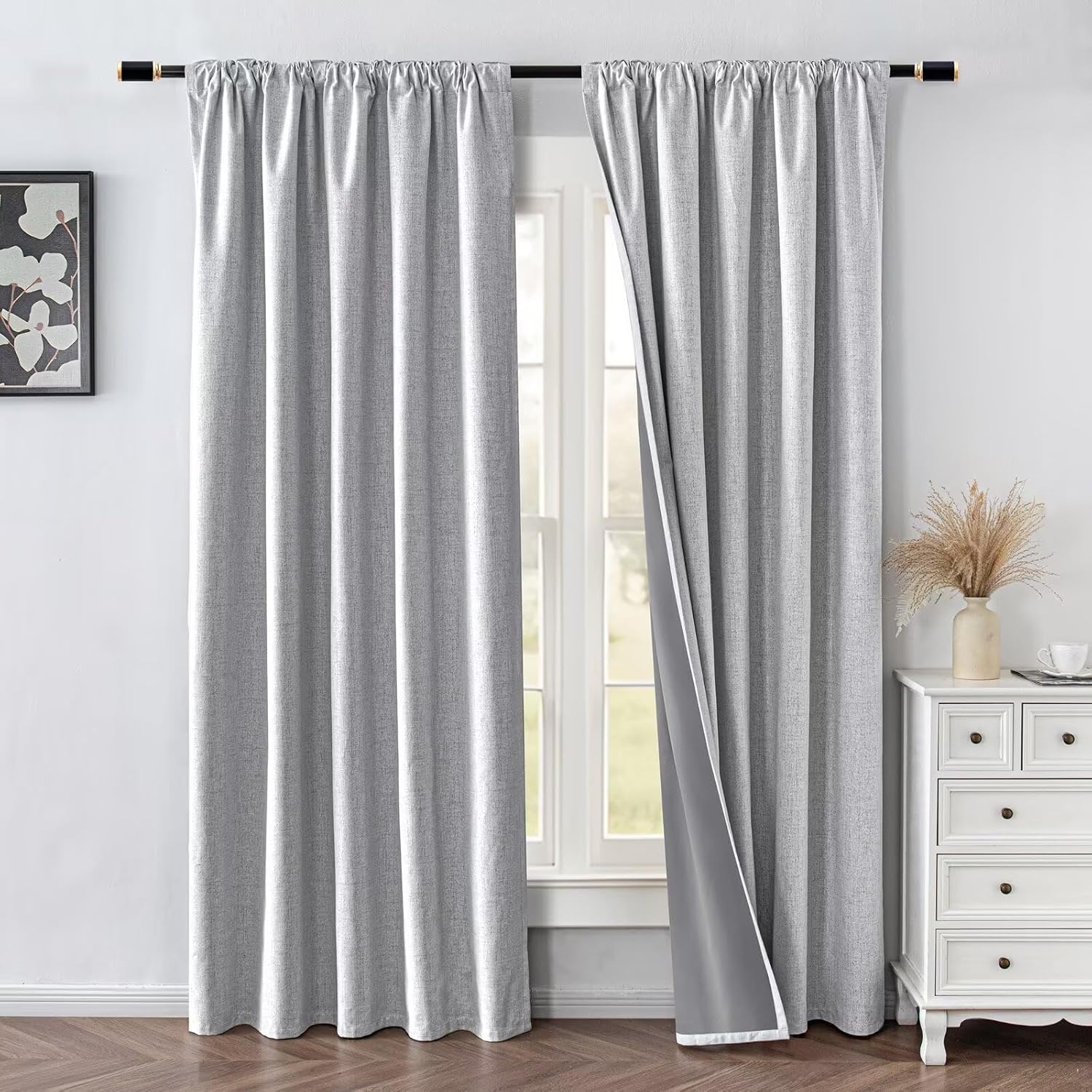 IGEMAEVE 100% Blackout Curtains 108 Inches Long for Bedroom, Black Out Curtains 2 Panels Set, Rod Pocket & Back Tab Thermal Insulated…
