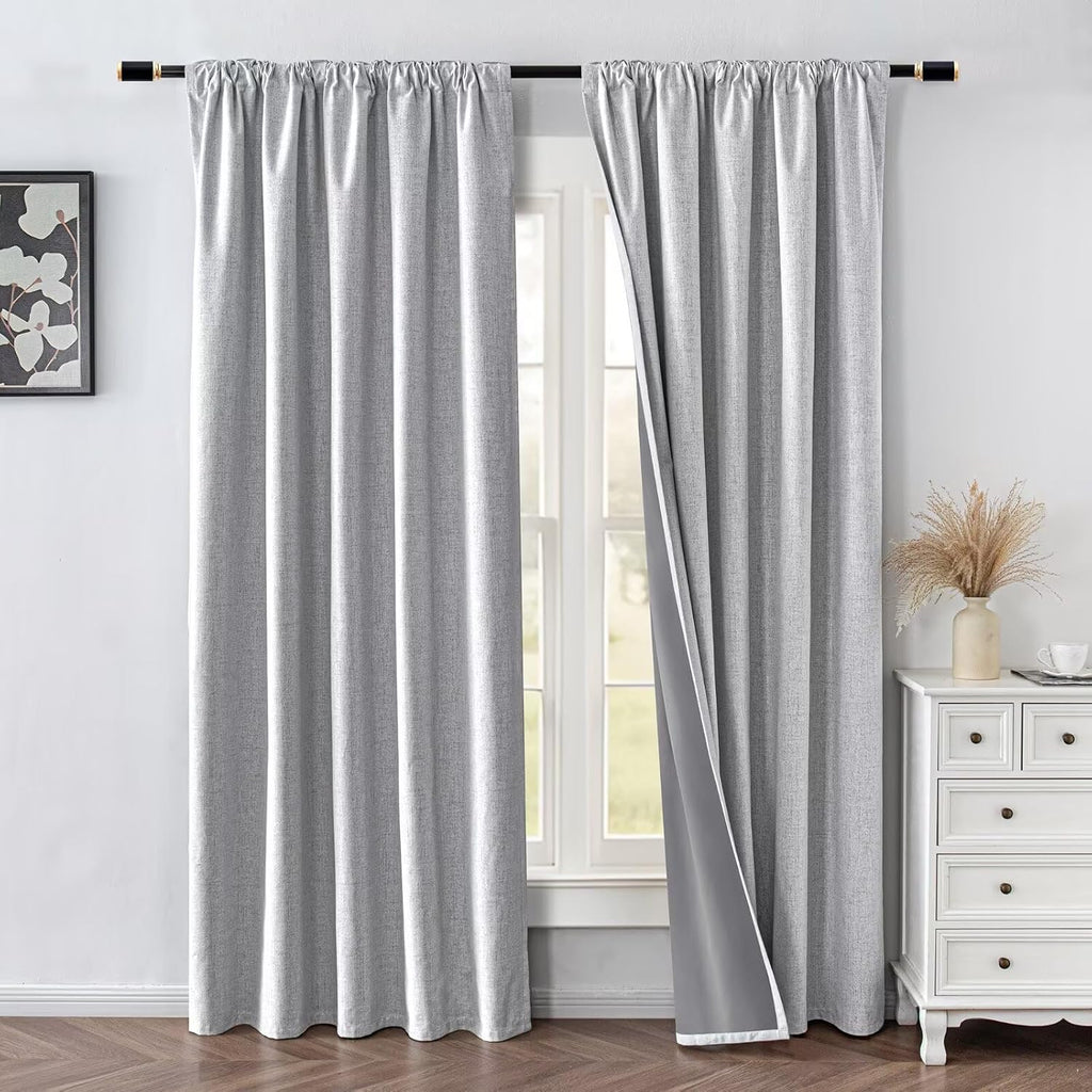 IGEMAEVE 100% Blackout Curtains 90 Inches Long for Bedroom, Black Out Curtains 2 Panels Set, Rod Pocket & Back Tab Thermal Insulated…