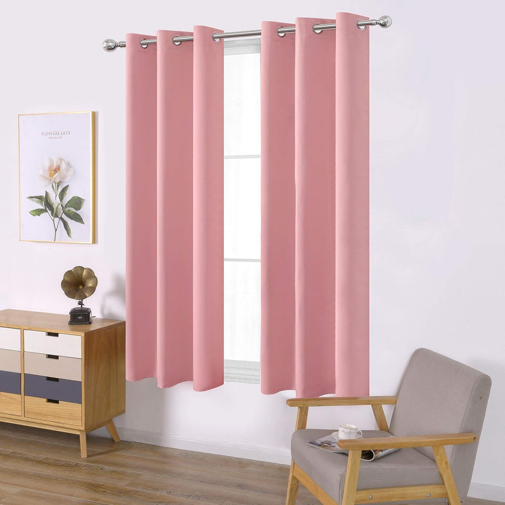 Lemomo Pink Blackout Curtains 40 x 63 Inch Length/Set of 2 Curtain Panels/Thermal Insulated Room Darkening Blackout Curtains for Bedroom 63…