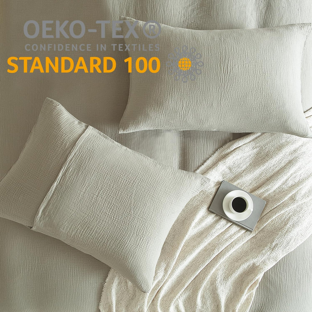 DefineCozyHealthyLife SE SOFTEXLY Muslin Pillowcases Standard Size 100% Cotton, 2 Pack Linen Like Pillow Shams with Envelope Closure, Ultra…