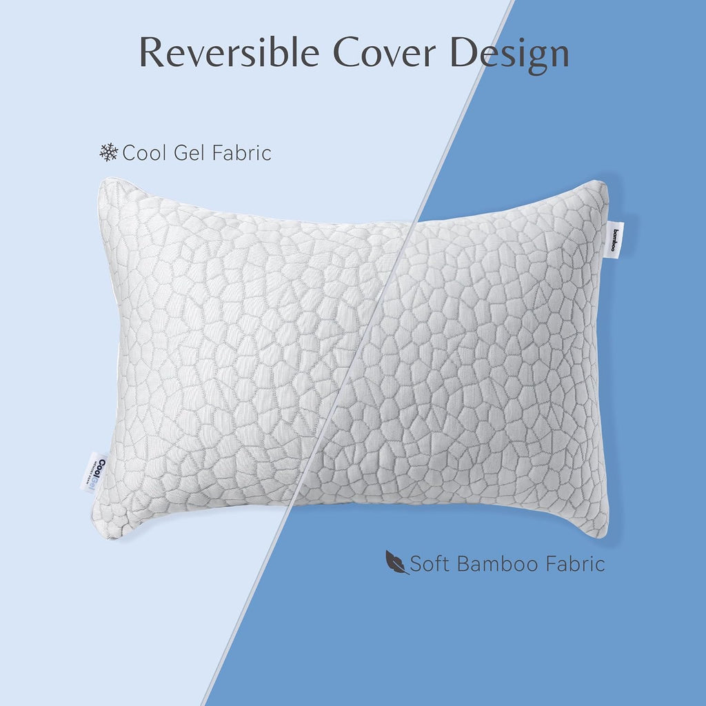 Cool Gel Cooling Pillow for Hot Sleepers - King Size Set of 2 Shredded Memory Foam Pillows for Sleeping - Adjustable Neck & Shoulder…