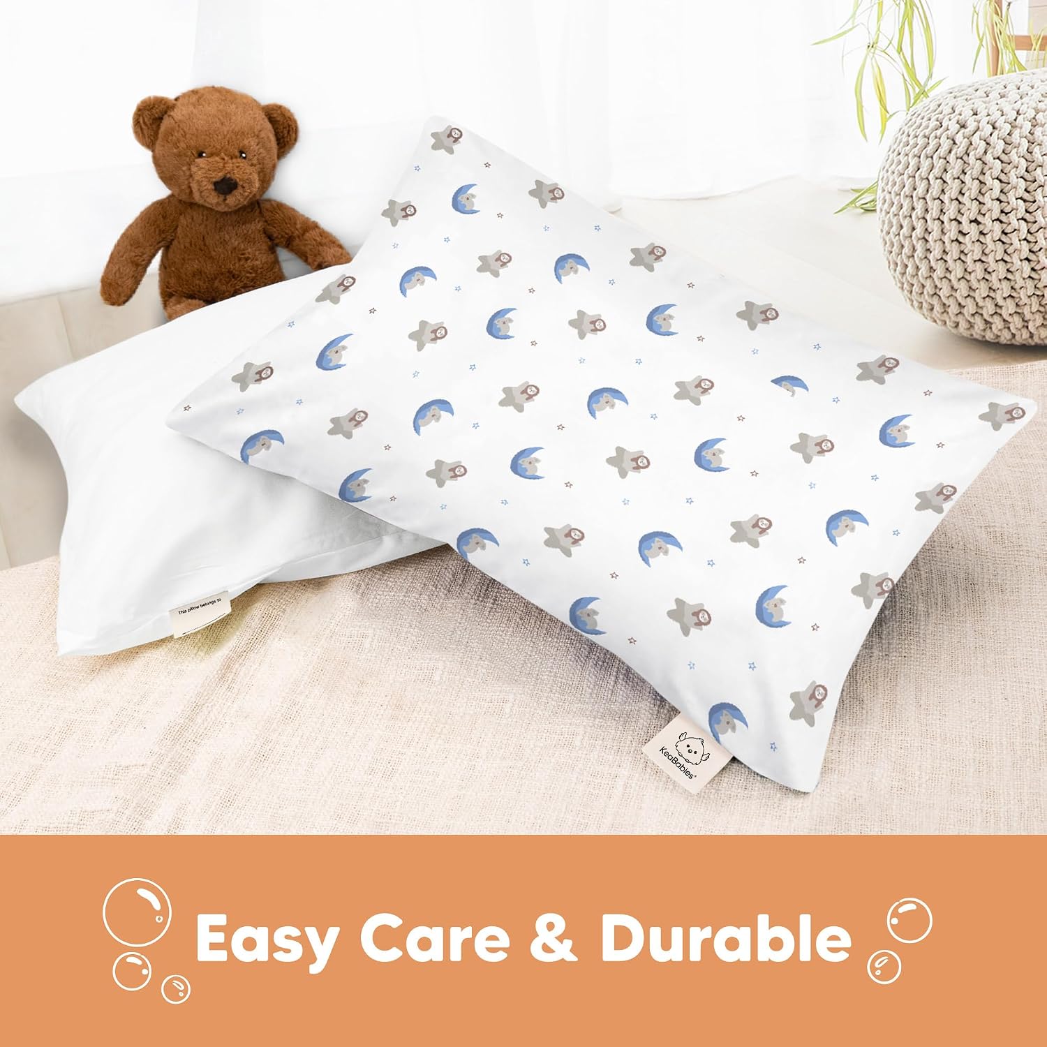 KeaBabies Toddler Pillowcase 13"x18" - Organic Cotton Toddler Pillowcase for Kids, Boys, Girls, Soft & Durable Cotton Cover for Miniature…