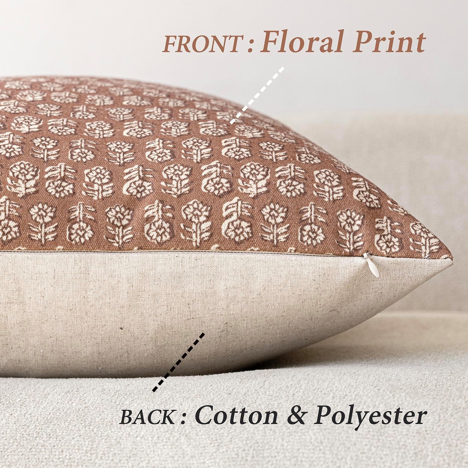 Foindtower Set of 2 Decorative Neutral Floral Print Throw Pillow Covers Vintage Farmhouse Cushion Covers Boho Home Decor for Sofa Chair…