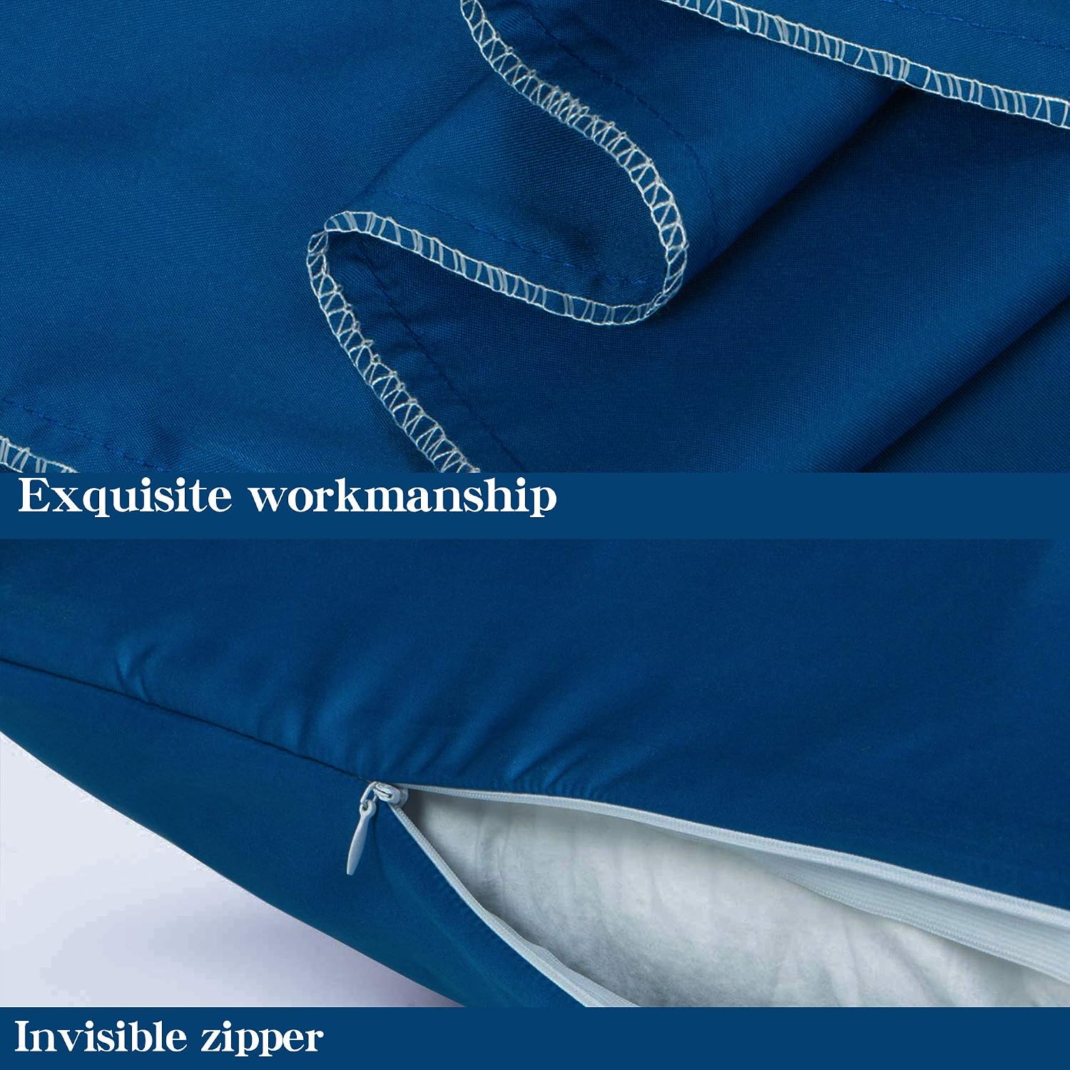 Ntbay Zippered Satin Pillow Cases for Hair and Skin, Luxury Standard Hidden Zipper Pillowcases Set of 2, 20x26 Inches, Royal Blue 26 Inches…