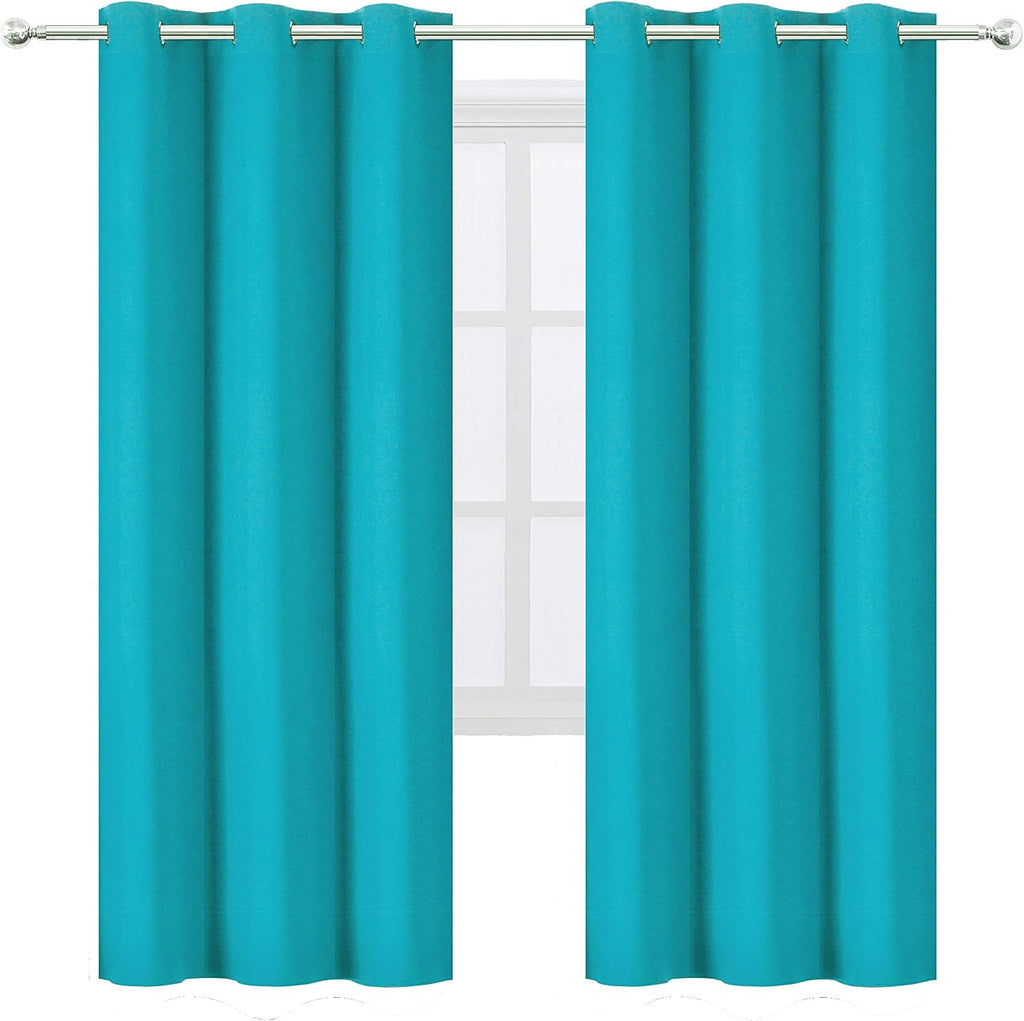 Lemomo Teal Thermal Blackout Curtains/42 x 72 Inch/Set of 2 Panels Room Darkening Curtains for Bedroom 72 Inch silver