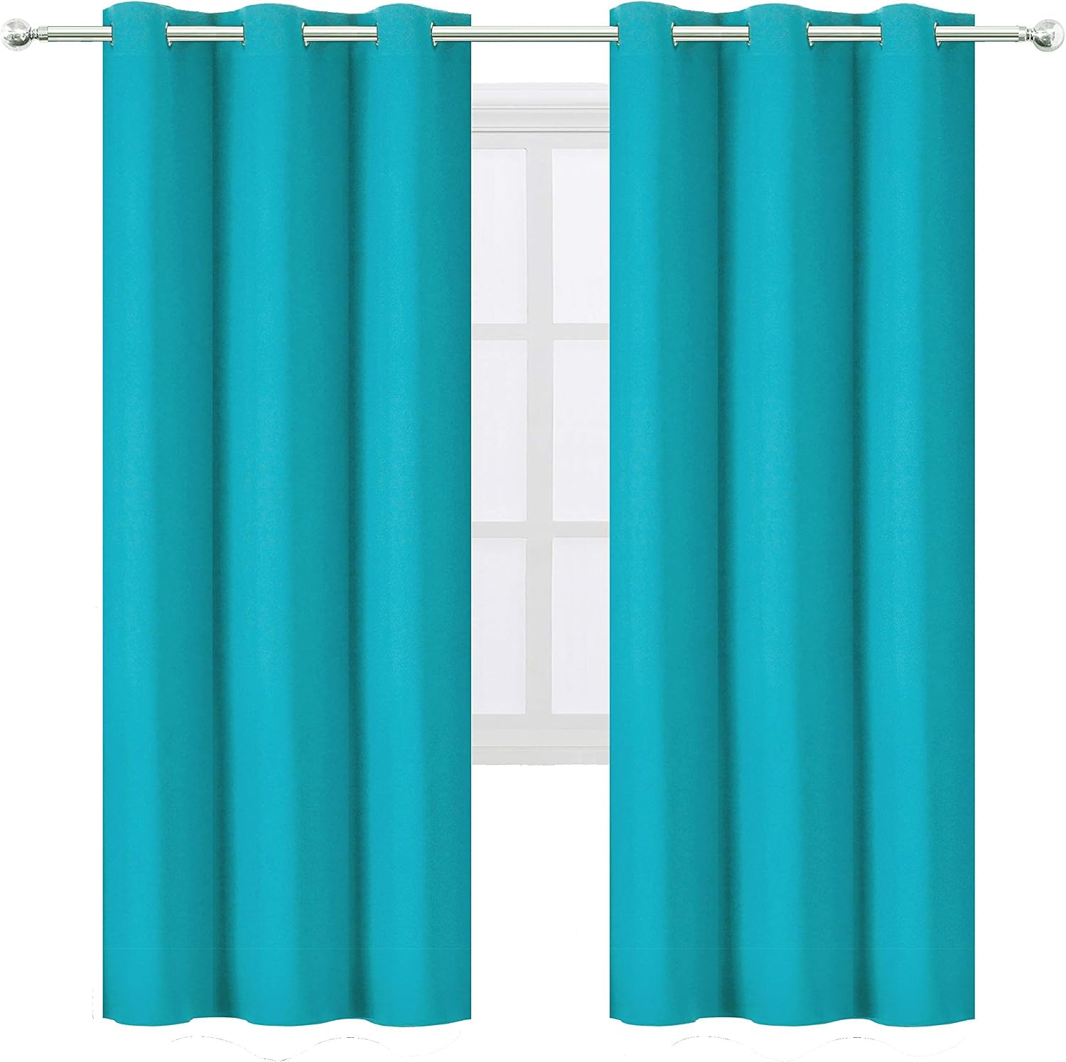 Lemomo Teal Thermal Blackout Curtains/42 x 72 Inch/Set of 2 Panels Room Darkening Curtains for Bedroom 72 Inch silver