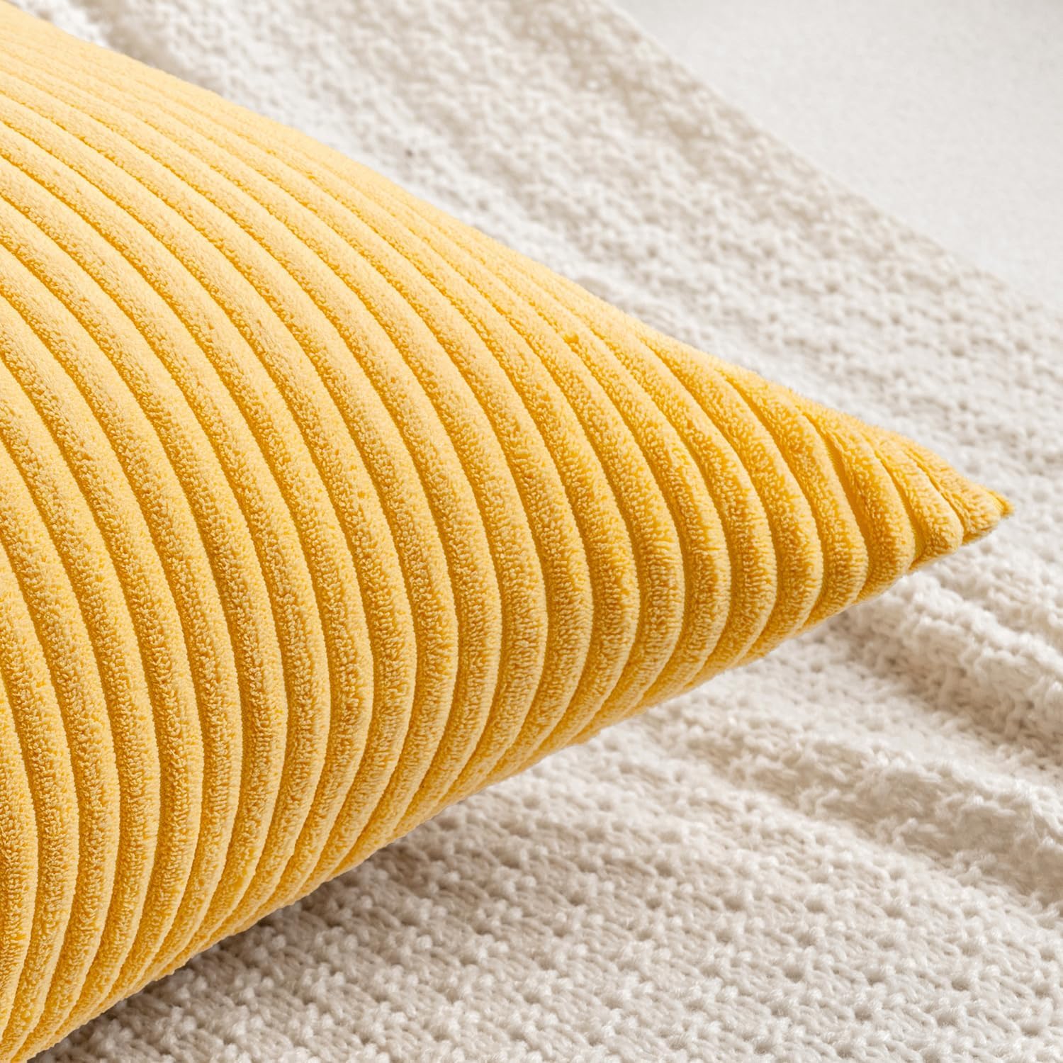 MIULEE Decorative Long Body Lumbar Throw Pillow Cover 14x36 Inch for Bed Couch Bedroom Bench, Soft Corduroy Rectangle Golden Yellow…
