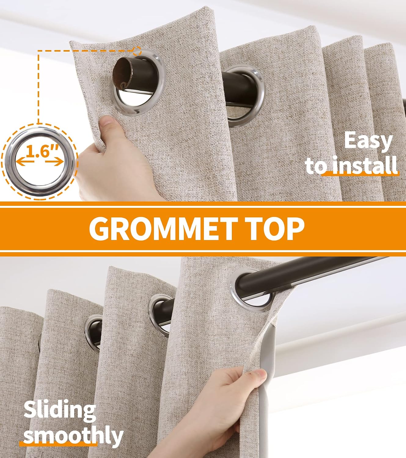 YoungsTex Extra Long Linen Blackout Curtains 96 Inches Long, Thermal Insulated Textured Drapes for Living Room Farmhouse Room Darkening wit…