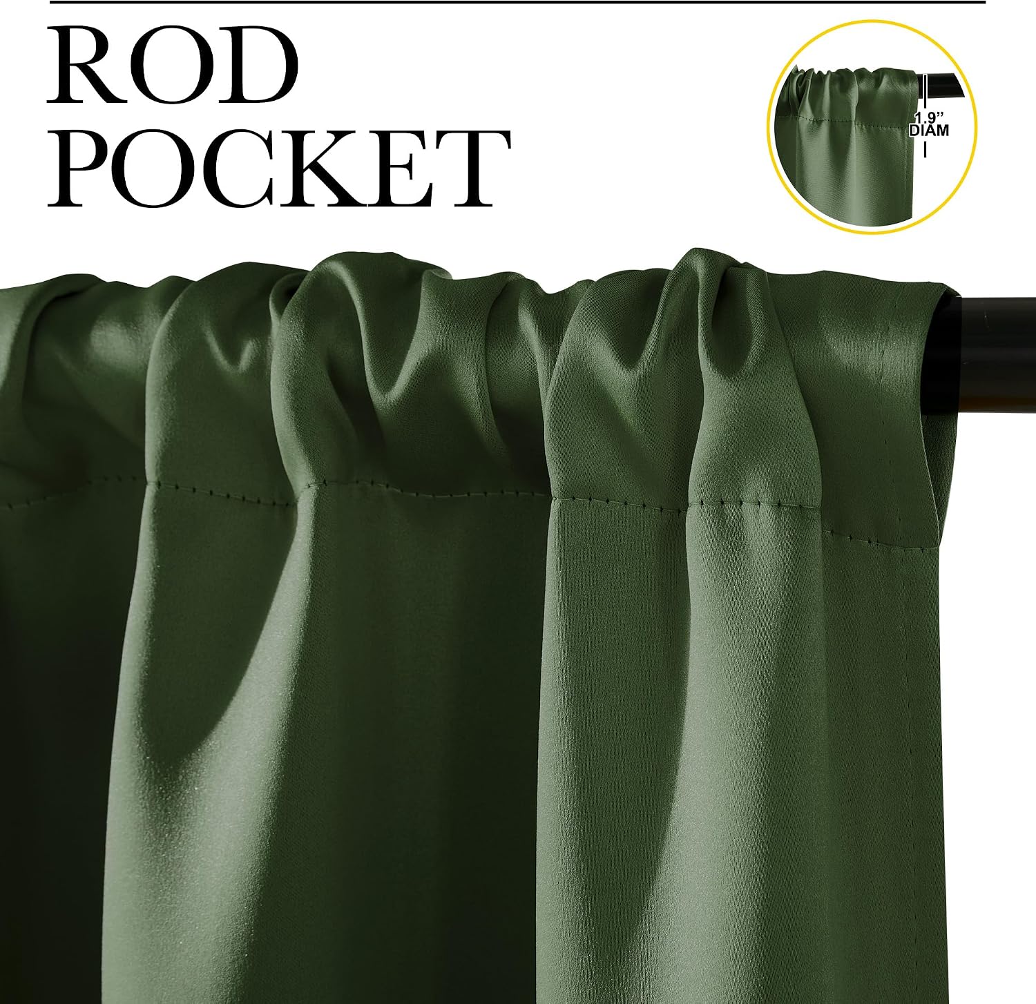 NICETOWN Dark Green Blackout Cafe Satin Curtains for Small Windows, 42" Wide by 63" Long, 2 Panels, Rod Pocket Noise Reducing Faux Silk…
