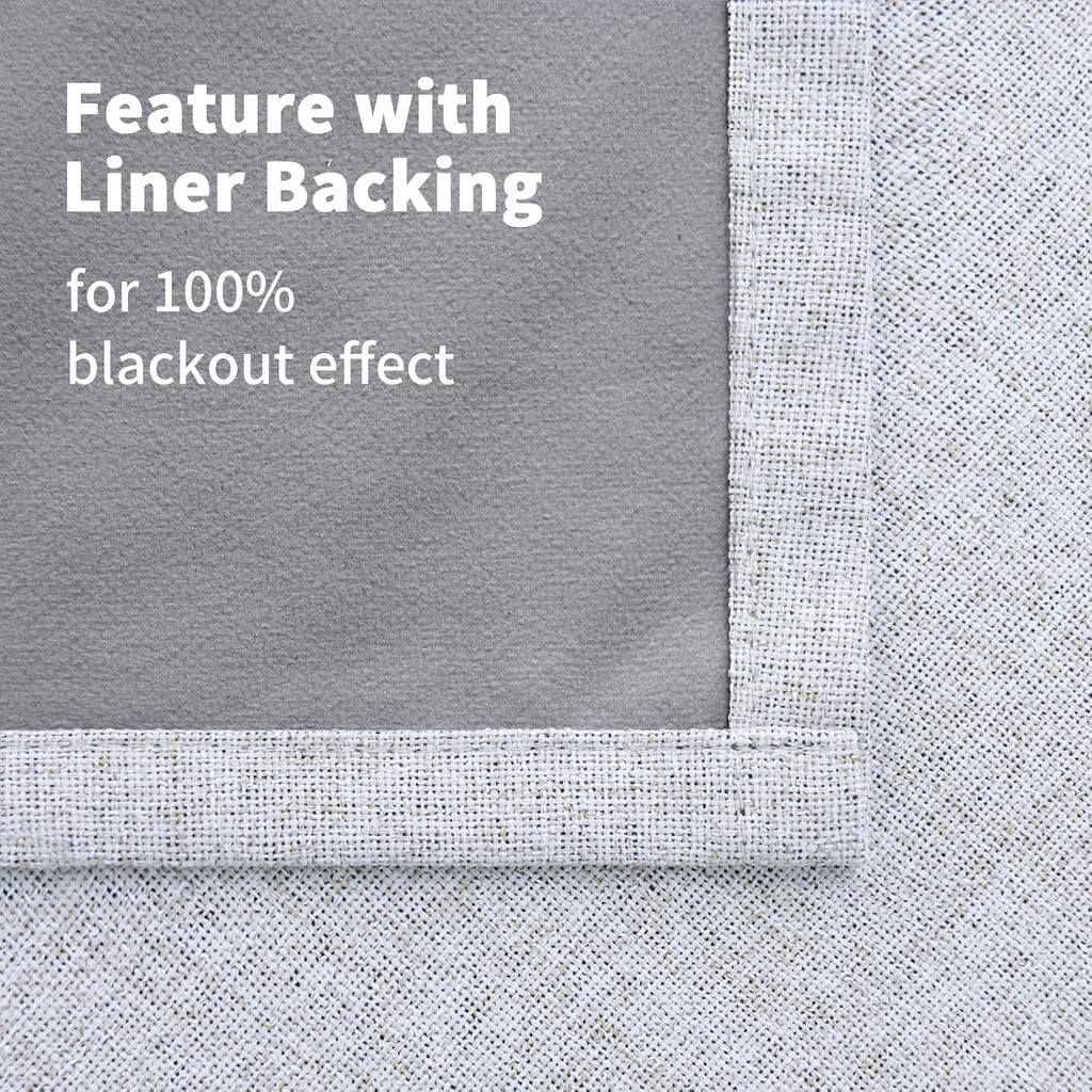YoungsTex Linen Textured Blackout Curtains for Bedroom, Full Room Darkening Linen Window Curtain Drapes with Thermal Insulated Liner for Fa…