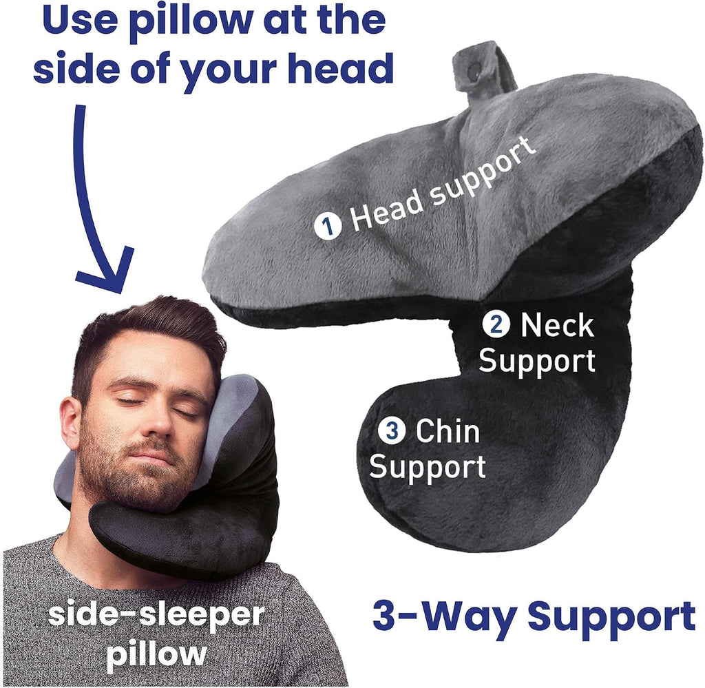 J-Pillow Travel Pillow | Travel Pillows for Airplanes | British Invention of The Year | Travel Neck Pillow | Side Sleep Pillow | Neck Pillo…