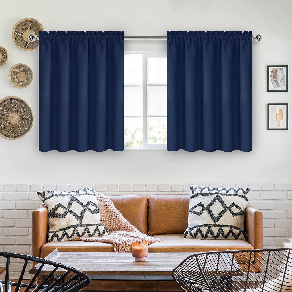 DWCN Short Curtains for Bathroom Windows 36 inches Length 2 Panels Set, Half Window Blackout Curtains for Kitchen, Rod Pocket Energy…