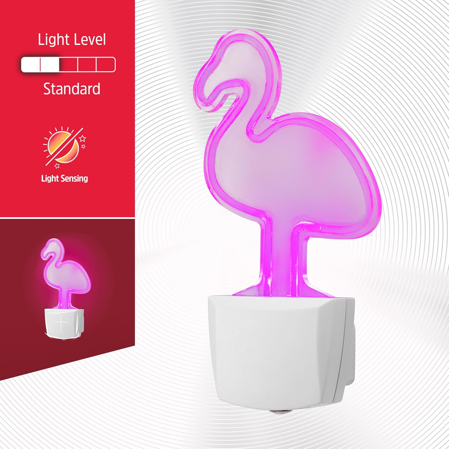 Energizer Flamingo Night Light, Neon, Auto On/Off, Pink