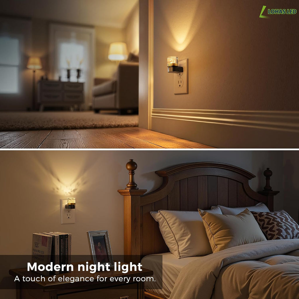 L LOHAS LED Night Lights Plug into Wall, 2 Pack 3000K/4000k/5000K Adjustable Color Temperature Bubble Night Light, Dusk to Dawn Sensor…