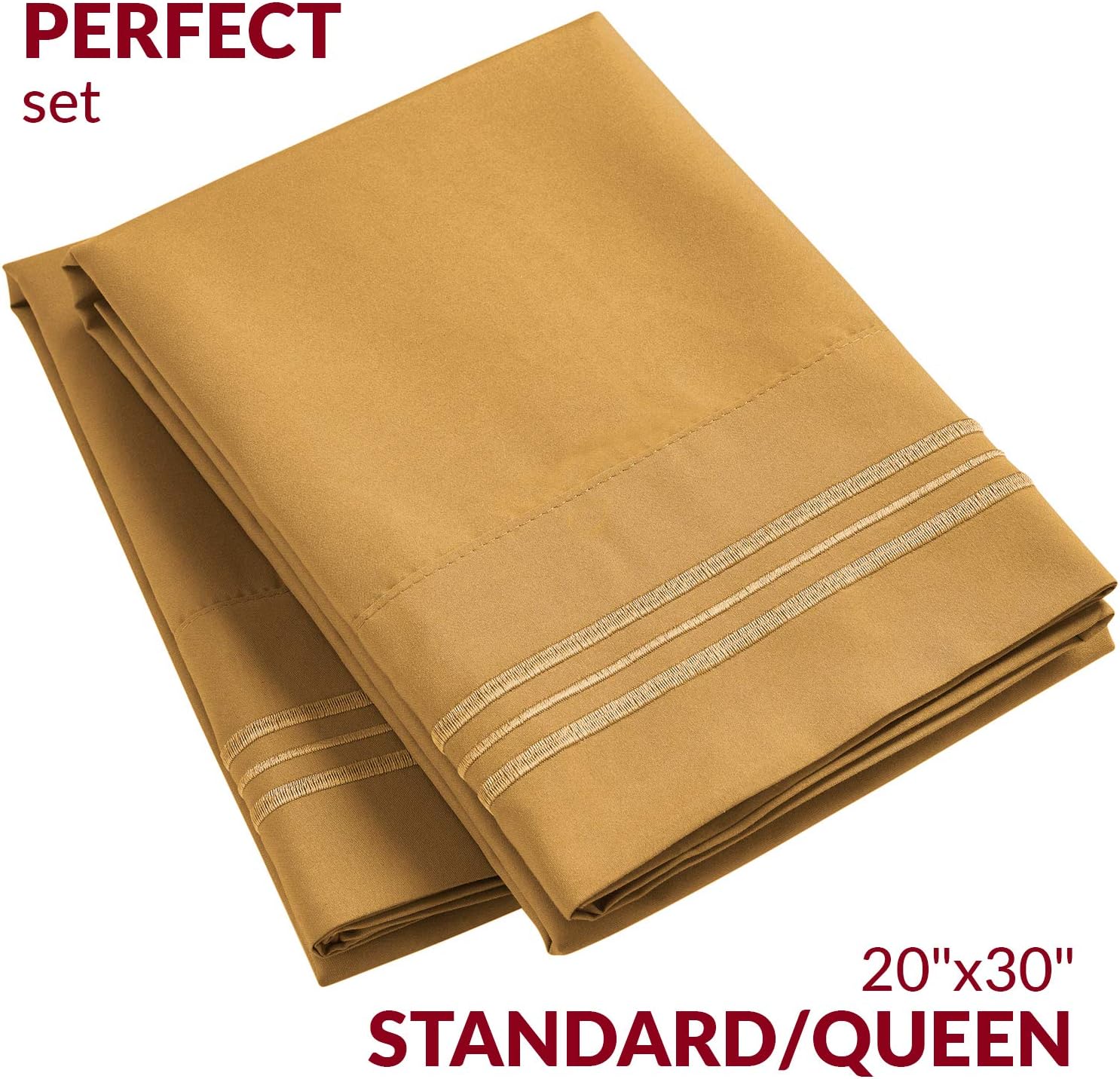 Mellanni Pillow Cases - Luxury, Extra Soft, Cooling Pillow Covers - 2 PC Iconic Collection Pillowcases - Envelope Closure (Standard/Queen 2…