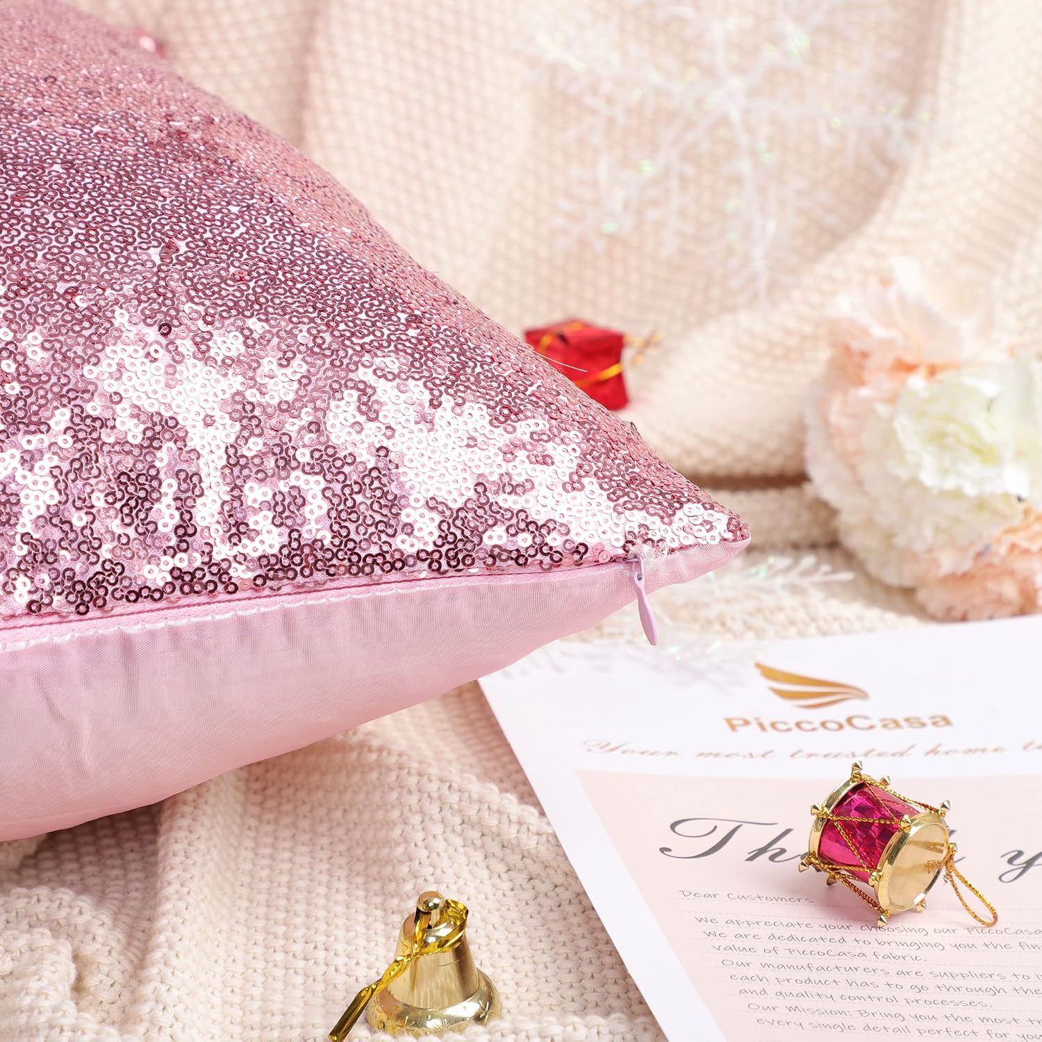 uxcell 2 Pcs Sequin Throw Pillow Covers, Shiny Sparkling Comfy Satin Cushion Covers, Decorative Pillowcases for…
