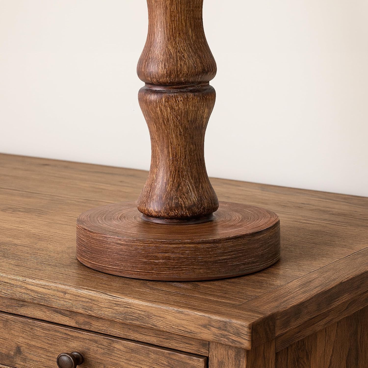 BOBOMOMO 20.5" Rustic Table Lamps Set of 2, Farmhouse Nightstand Lamp with Wood Grain Resin Base & Linen Shade, Small Bedside Lamp for…