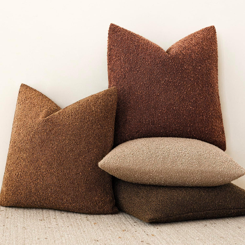 Foindtower Decorative Textured Boucle Throw Pillow Covers Accent Solid Pillow Cases Neutral Soft Cozy Couch Cushion Case for Chair Sofa…