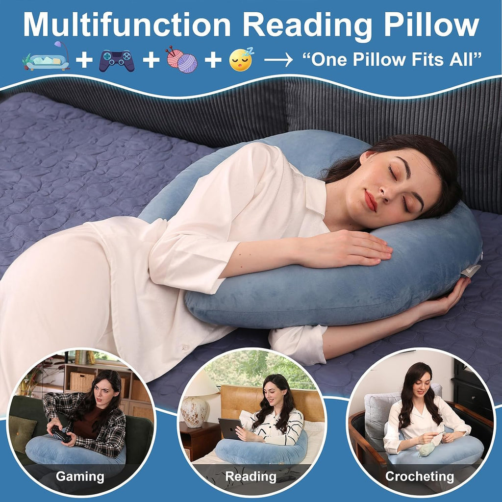 Ergonomic U-Shape Gaming & Lap Pillow - Crochet Pillow & Reading Support Pillow with Arm Relief, Comfort for Gamers, Crafters & Book…
