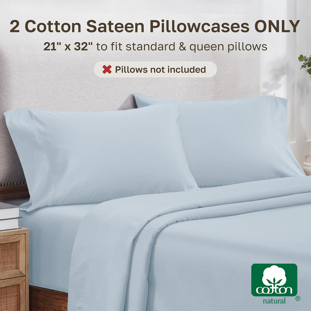 CaliforniaDesignDen California Design Den Pillowcases Queen Size Set of 2 - Luxuriously Soft and Thick 800 Thread Count, Smooth Sateen, Nat…