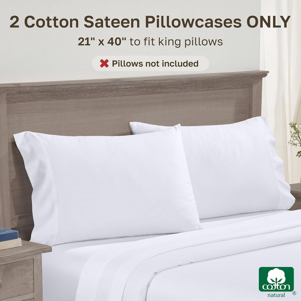 CaliforniaDesignDen California Design Den Luxuriously Soft 600 Thread Count 100% Cotton King Size White Pillowcase Set of 2, Fits King Pill…