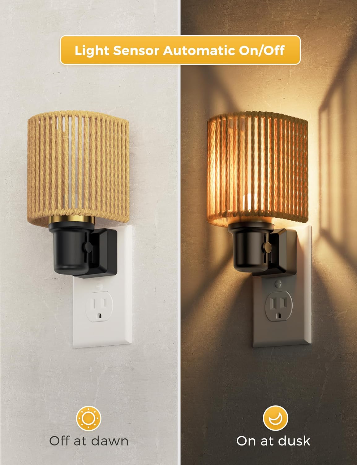 L LOHAS LED Night Lights Plug into Wall, Plug in Night Light, Bohemian Nightlight Dimmable with Light Sensor, 3000K, Boho Nightlights…